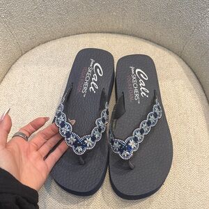 Skechers Navy Beaded Sandals